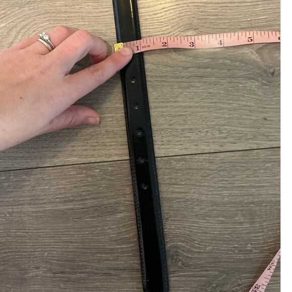 Vtg Talbots Womens Leather Belt Size Medium Tortoise Shell Buckle Black Classic - Picture 5 of 5